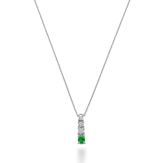 Collar Golay de oro blanco con colgante, esmeralda de 0,14 ct y diamantes de 0,15 ct
