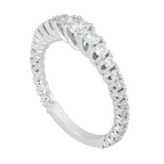 Anillo Golay graduado con diamantes naturales, 0,82 ct. G VS