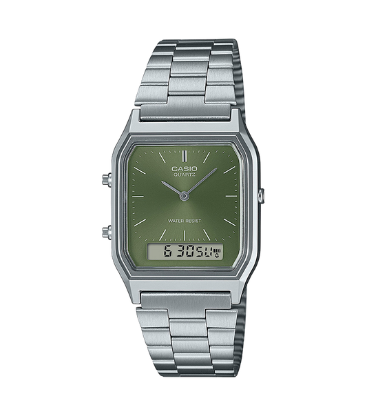Casio Vintage Analogico Digitale con Quadrante Verde Oliva