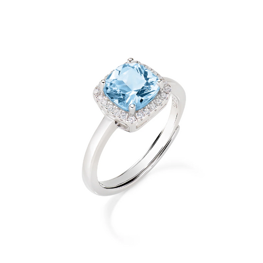 Anello Amen Lady Regolabile Con Zircone Acquamarina Taglio Radiant