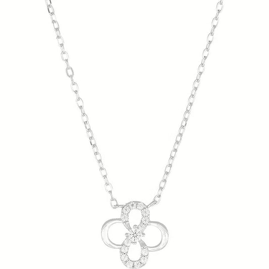 Collana Amen Quadrifoglio D'Infiniti Con Zirconi Bianchi