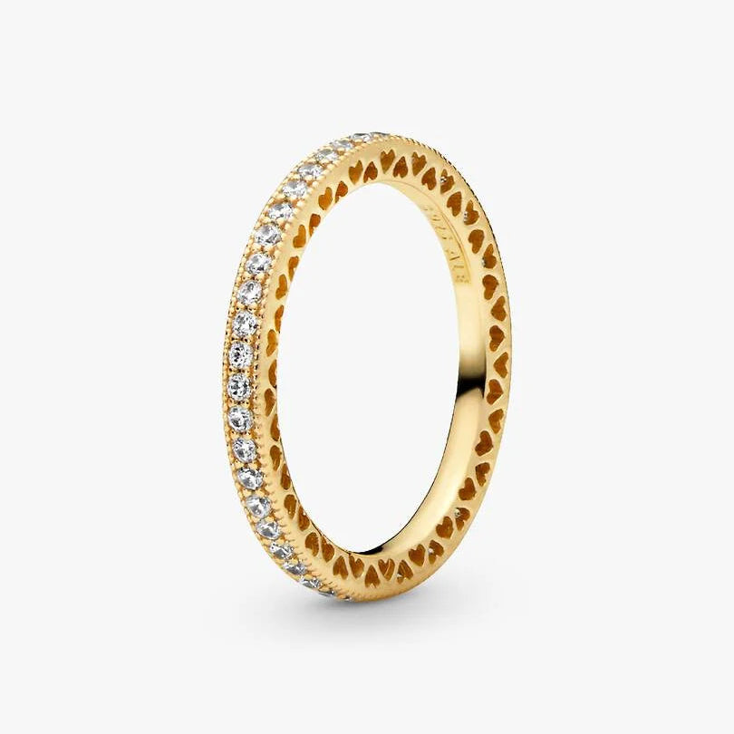 Pandora Sparkling Hearts Ring in Gold
