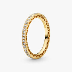 Pandora Sparkling Hearts Ring in Gold