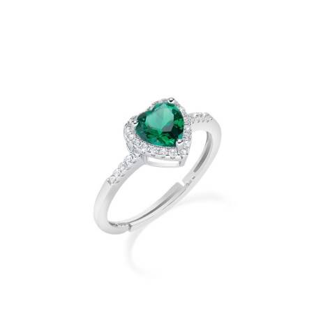 Anello Amen Con Pietra Verde A Taglio Cuore