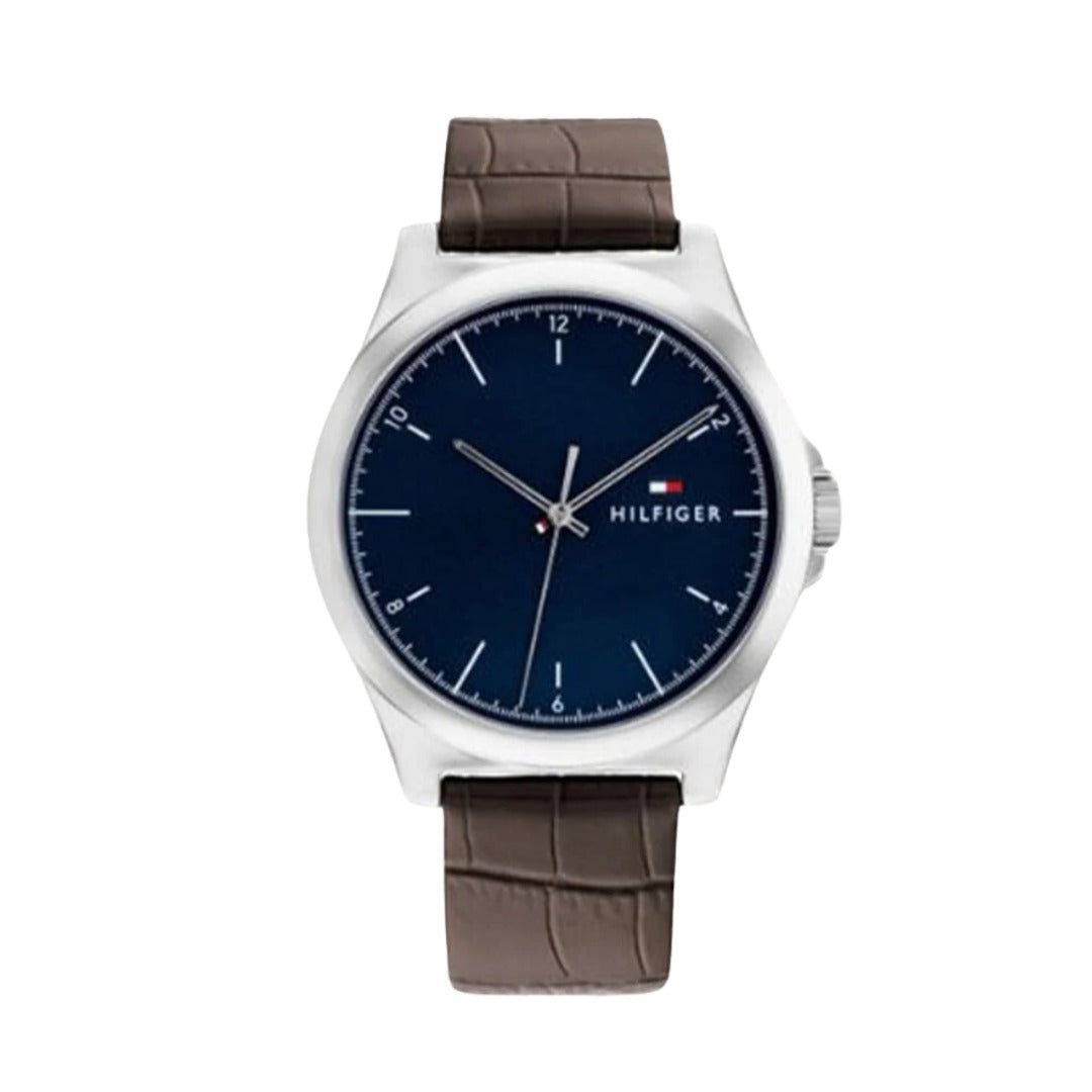 Orologio Tommy Hilfiger Uomo Norris Quadrante Blu e Cinturino in Pelle Marrone 1710549