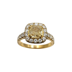 Anello Giorgio Visconti in Oro Giallo con Diamante Fancy Taglio Cuscino e Diamanti Bianchi AG17558