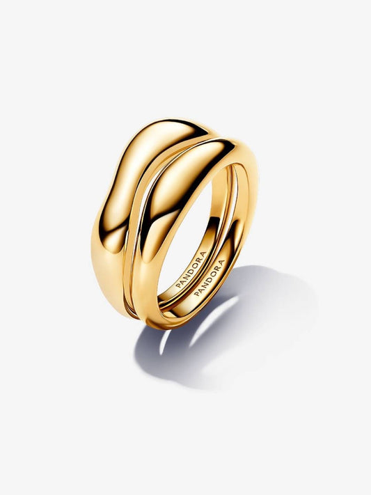 Anillo divisible Pandora Sinuos Line chapado en oro amarillo
