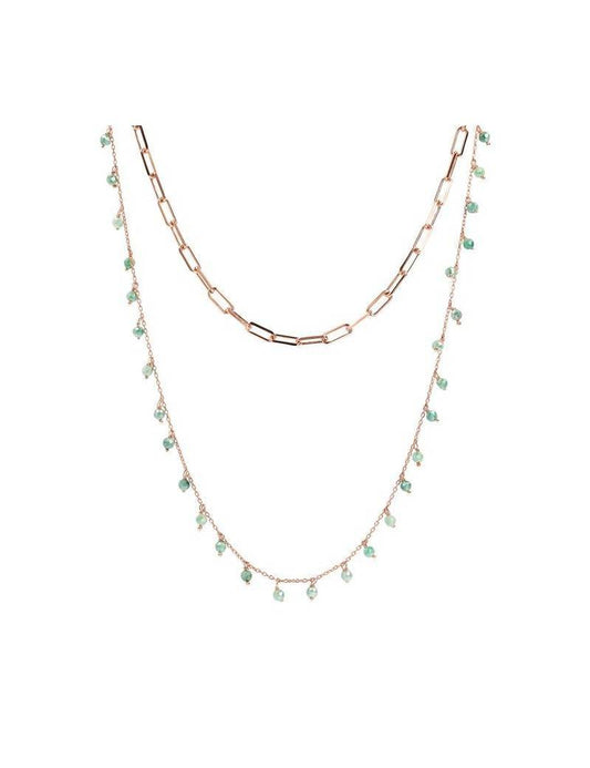 Bronzallure Two-Strand Green Necklace