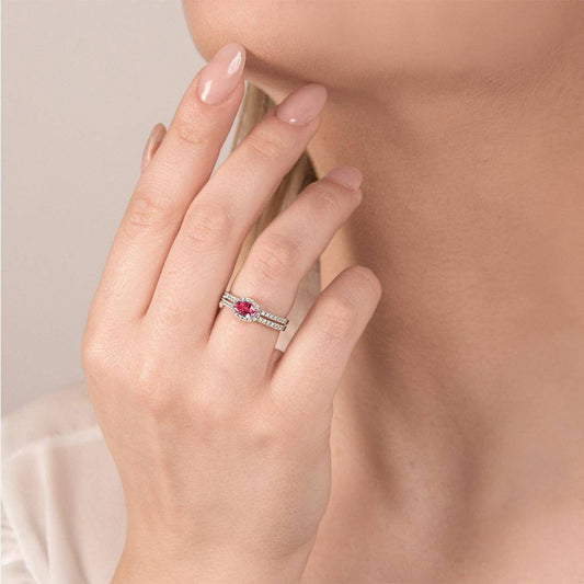 Anello Mirco Visconti con Rubino Taglio Ovale e Diamanti