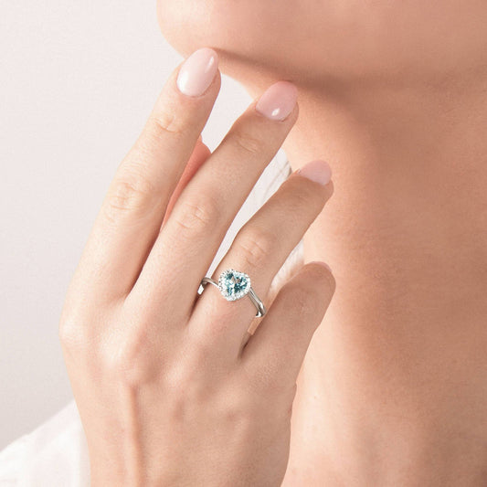 Anello Mirco Visconti con Acquamarina Taglio Cuore e Diamanti