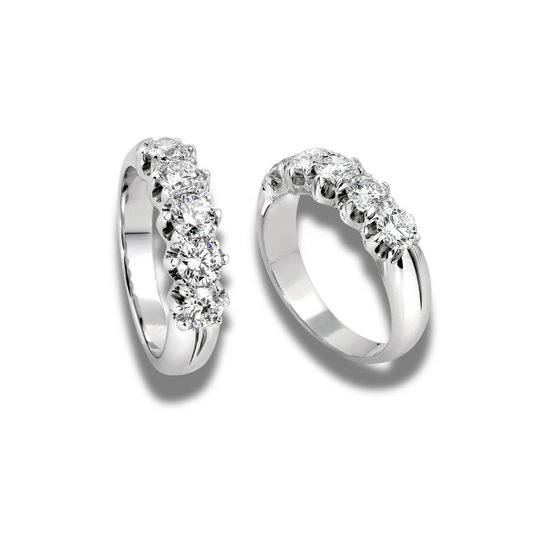 Anello Giorgio Visconti Veretta in Oro Bianco con 5 Diamanti