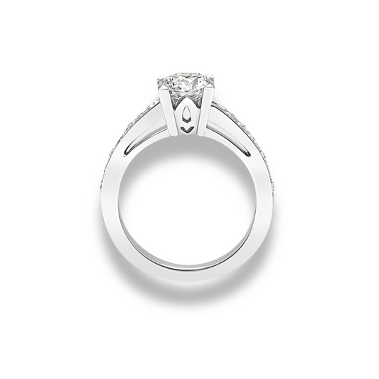 Anello Giorgio Visconti Solitario in Oro Bianco con Diamanti sul Gambo