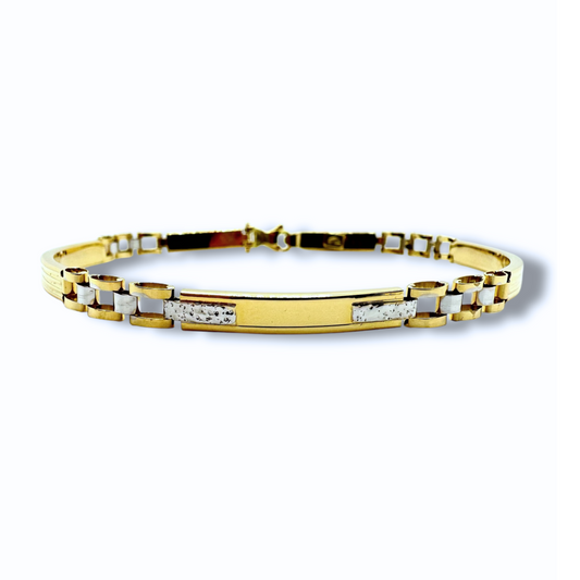 Bracciale da Uomo in Oro 18 KT Bianco e Giallo con Maglie Differenti