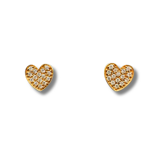 Pendientes de corazón hechos a mano Iannelli en oro rosa de 18 kt con diamantes de 0,09 ct G VS