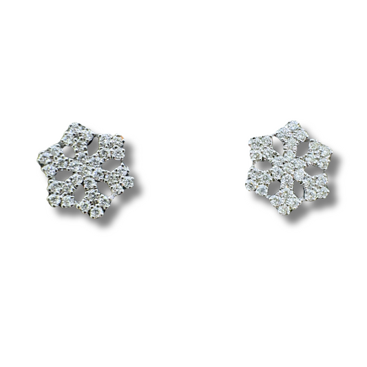 Pendientes de copo de nieve hechos a mano por Iannelli en oro blanco y diamantes