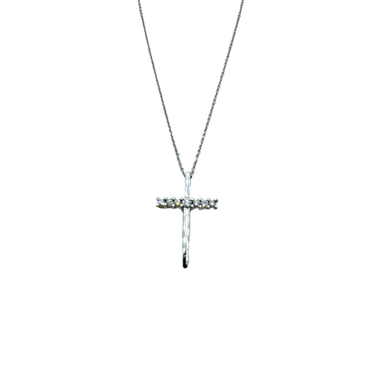 Collana Golay in Oro Bianco con Croce Pendente con Diamanti