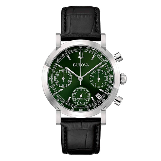 Orologio Bulova da Uomo Crono High Precision Quadrante Verde con Cinturino in Pelle
