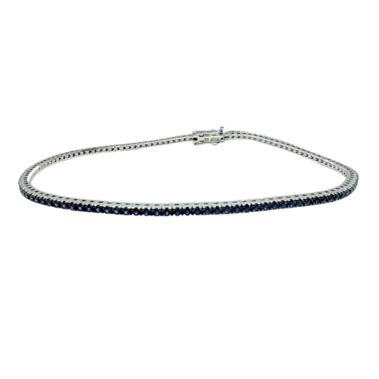 Pulsera de tenis Davite&amp;Delucchi en oro blanco y zafiros naturales