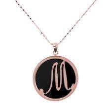 Bronzallure Long Necklace with Initial ME in Black Onyx