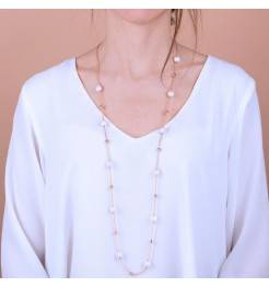 Bronzallure Necklace in Golden Rosè and Pearls