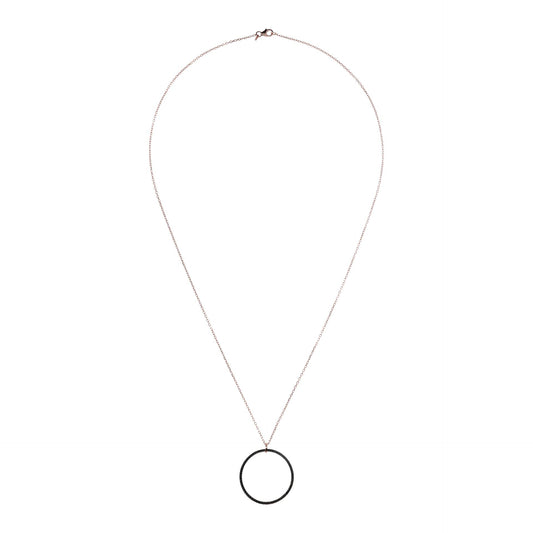 Bronzallure Necklace with Black Spinel Circle Pendant