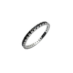 Men's 18KT White Gold Eternity Ring with Black Zircons