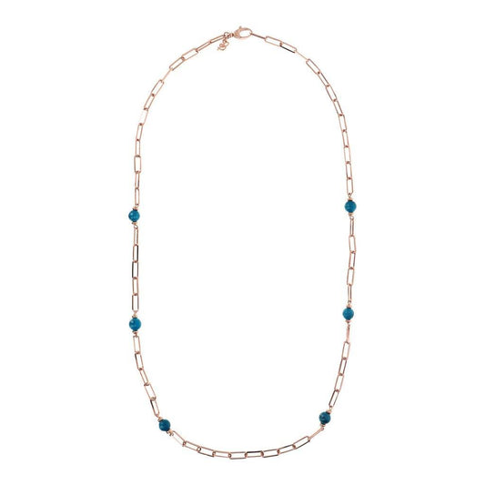 Bronzallure Chain Necklace with Oval Links and Blue Quartz