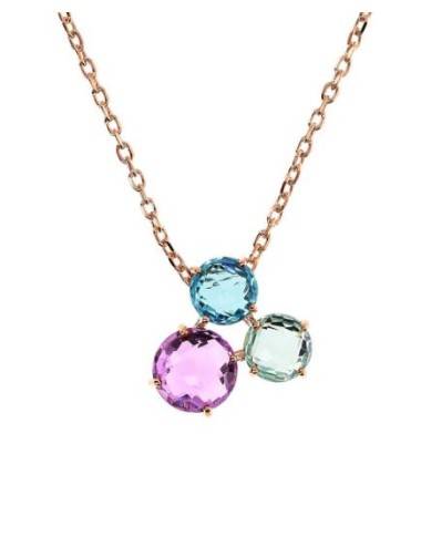 Bronzallure Necklace with Trilogy Pendant in Mosaic-Cut Prism Gem
