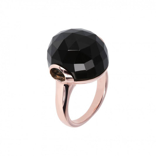 Anillo Bronzallure en rosa dorado y ónix negro