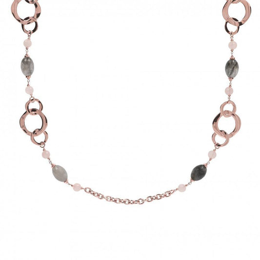 Bronzallure Necklace in Golden Rosé with Natural Stones
