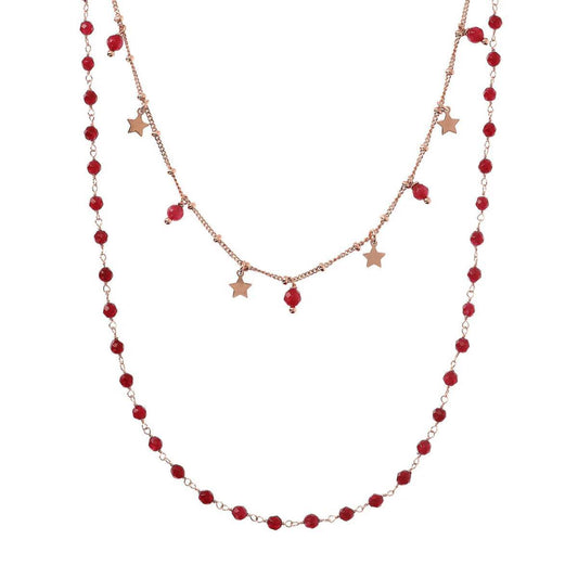 Bronzallure Two-Strand Necklace with Stone Spheres and Stars