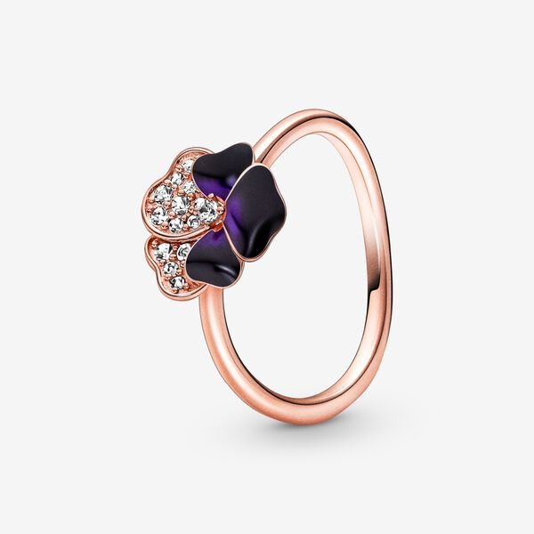 Anello Pandora Viola Del Pensiero Rosè 180764C01