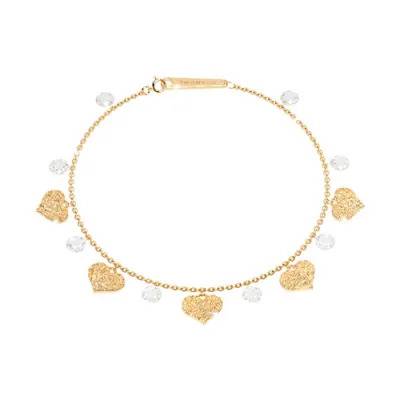 Bracciale Rebecca Lucciole Dorato con Cuori e Pietre Bianche
