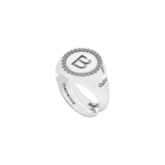 Anillo de plata Rebecca con inicial B y circonitas
