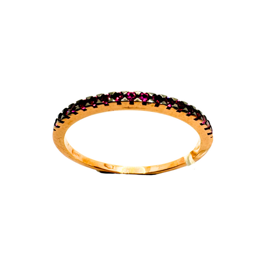 18K Rose Gold Eternity Ring with Fuchsia Stones and Burnished Tips