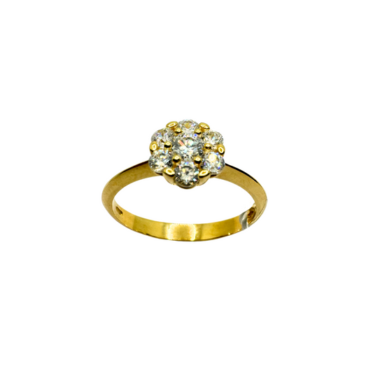 Anello in Oro Giallo 18 KT con Fiore Magic di Zirconi