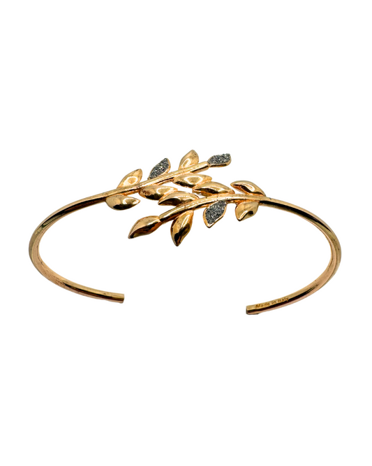 Rebecca Jolie Leaf Bracelet in Silver with Diamond Dust