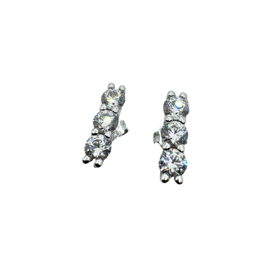 Pendientes Trilogy en oro blanco de 18 kt y circonitas
