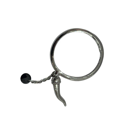 Anello Rebecca Lucciole Argentato con Cornino e Pietra Nera