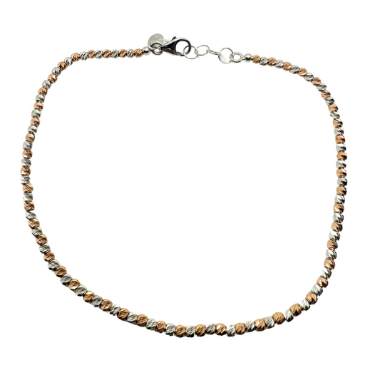 Bracciale in Oro Bianco e Rosa 18 KT con Sfere Diamantate