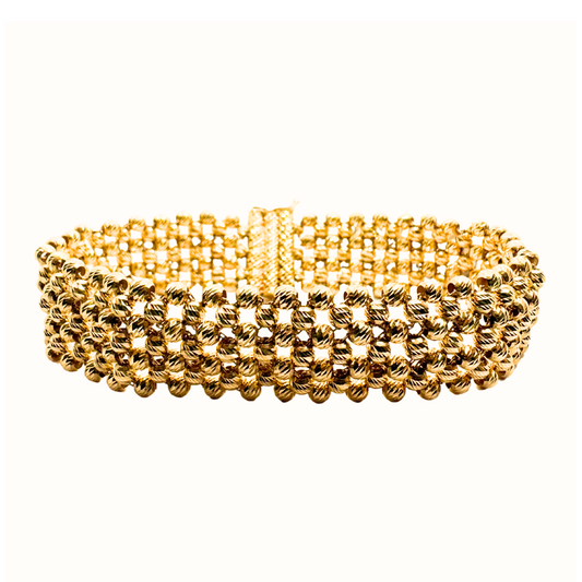 Bracciale a Tappeto con Sfere Diamantate in Oro Giallo 18 KT
