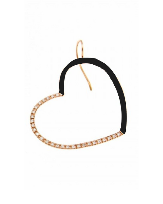 Mono Orecchino Versari Cuore Grande Nero