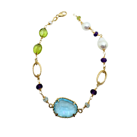 Bracciale in Oro Giallo 18 KT con Pietre Naturali