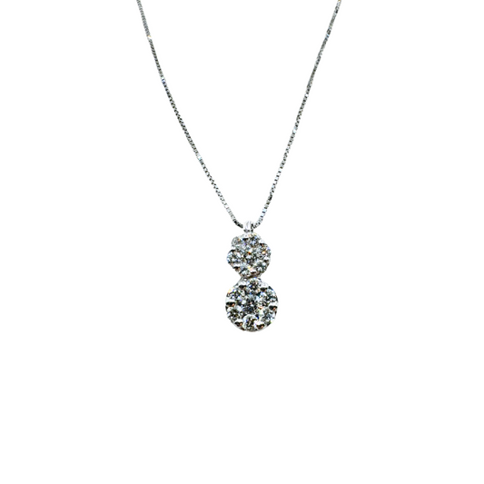 Collana in Oro Bianco 18 KT con Pendente con Fiori Magic di Diamanti