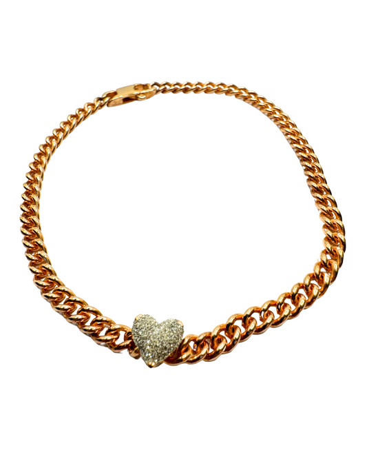 Rebecca Jolie Bracelet with Heart in Rose Silver and Diamond Dust