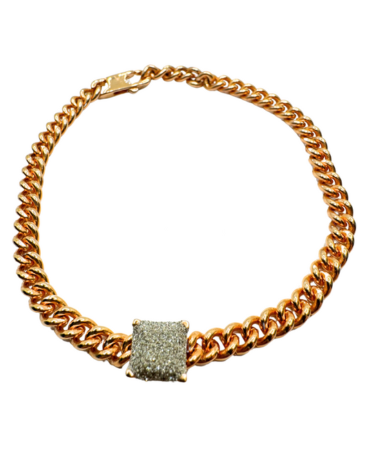 Rebecca Jolie Bracelet with Square in Rose Silver and Diamond Dust