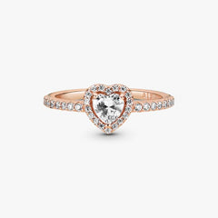 Anello Pandora Rosè Con Cuore in Rilievo Bianco 188421C02