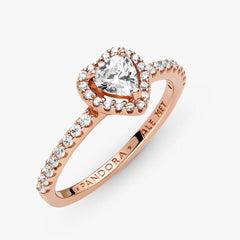 Anello Pandora Rosè Con Cuore in Rilievo Bianco 188421C02