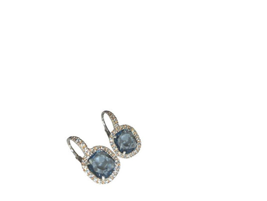 Marcello Pane Pendant Earrings with Blue Stones