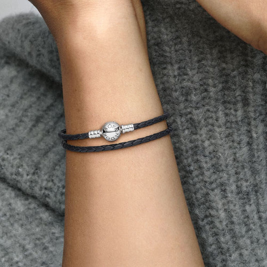Pandora Black Leather Double Wrap Bracelet